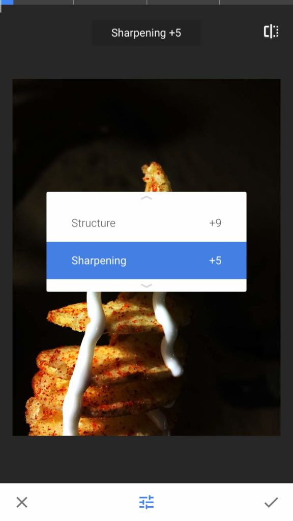 Sharpen option on Snapseed app